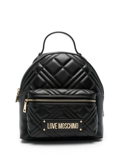 LOVE MOSCHINO ZAINO TRAPUNTATO TASCA FRONTALE PLACCA LOGO LETTERING