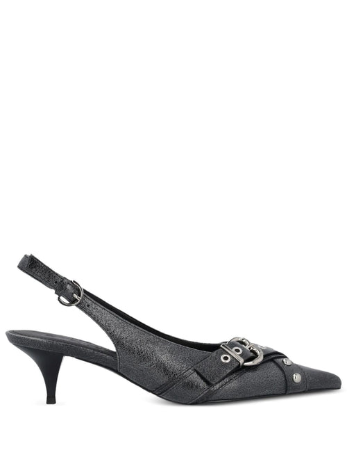 PINKO DECOLLETE' SLINGBACK IN PELLE CON TACCO E FIBBIA APPLICAZIONE BORCHIE E PUNTA SFILATA