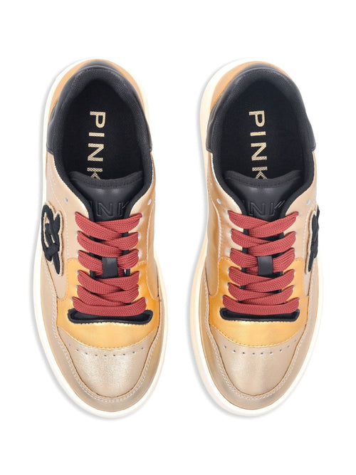 PINKO SNEAKERS LAMINATE CON RICAMO LOGATO E INSERTI A CONTRASTO