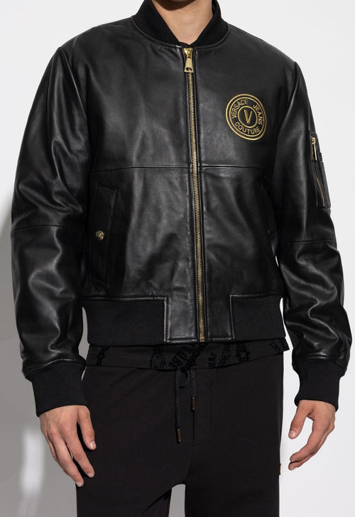 VERSACE JEANS COUTURE GIACCA CON LOGO IN PELLE