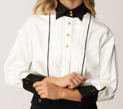 ELISABETTA FRANCHI CAMICIA CROP CON PLISSETTATURA