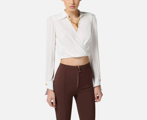 ELISABETTA FRANCHI CAMICIA CROP CON INCROCIO