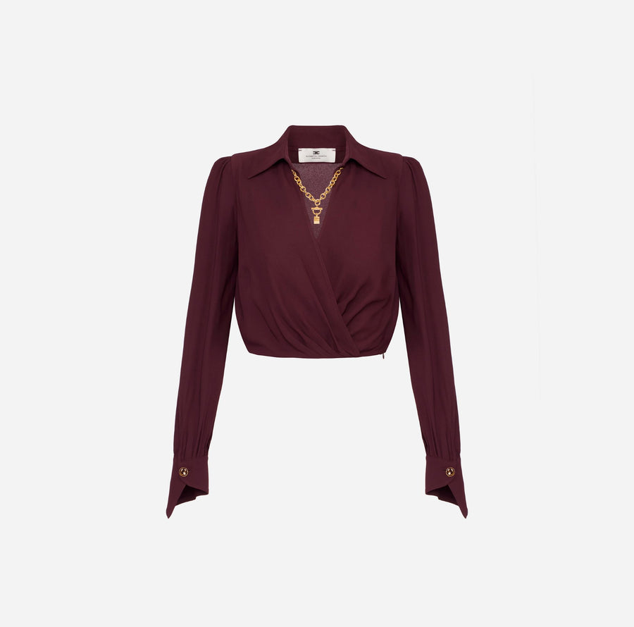 ELISABETTA FRANCHI CAMICIA CROP CON INCROCIO