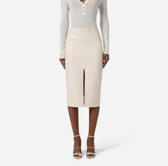 ELISABETTA FRANCHI GONNA MIDI STAMPA COCCO E SPACCO CON ZIP