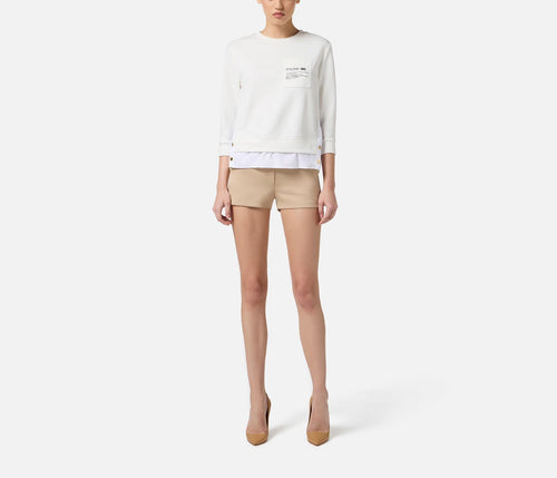 ELISABETTA FRANCHI MAGLIA IN FELPA CON DETTAGLI IN POPELINE