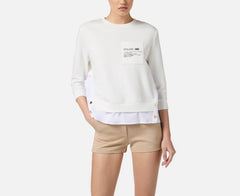 ELISABETTA FRANCHI MAGLIA IN FELPA CON DETTAGLI IN POPELINE