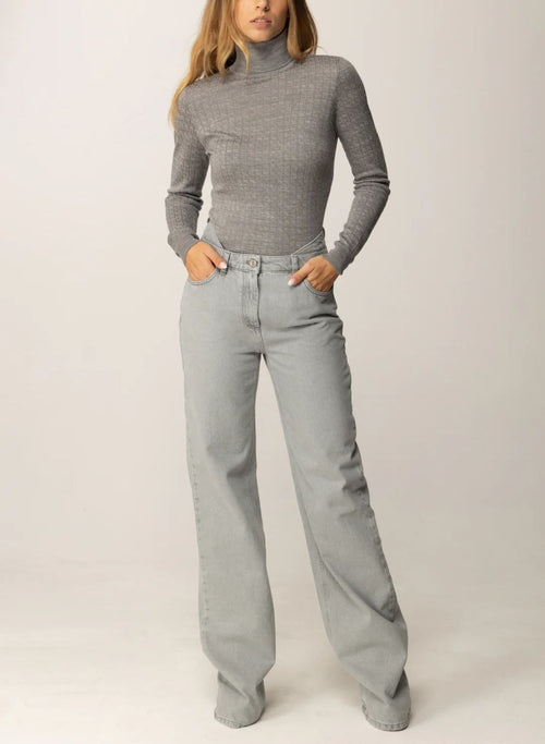 ELISABETTA FRANCHI MAGLIA DOLCEVITA IN LANA CON PATTERN