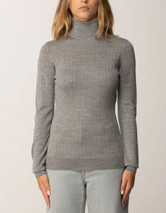 ELISABETTA FRANCHI MAGLIA DOLCEVITA IN LANA CON PATTERN