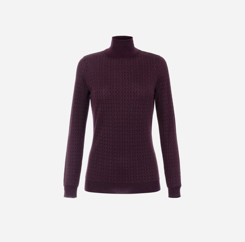 ELISABETTA FRANCHI MAGLIA DOLCEVITA IN LANA CON PATTERN