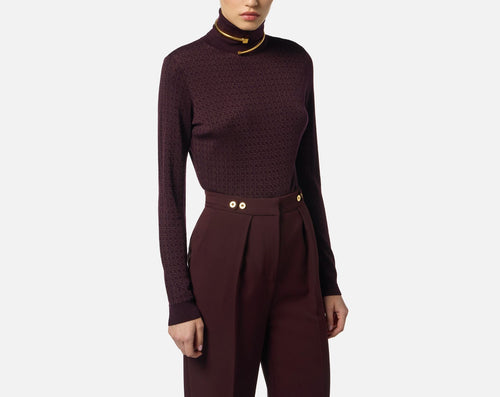 ELISABETTA FRANCHI MAGLIA DOLCEVITA IN LANA CON PATTERN