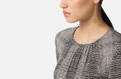 ELISABETTA FRANCHI ORECCHINI PENDENRI CON CATENELLA E LOGO