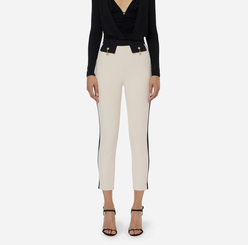ELISABETTA FRANCHI PANTALONI BICOLOR CON CHARMS