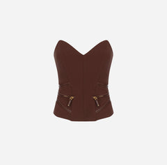 ELISABETTA FRANCHI TOP IN CREPE CON ZIP