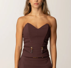 ELISABETTA FRANCHI TOP IN CREPE CON ZIP