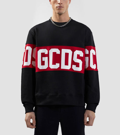 GCDS FELPA GIROCOLLO CON BAND LOGO