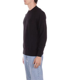 GCDS MAGLIA UOMO GCDS BLACK EMBOSSED LOGO SWEATER