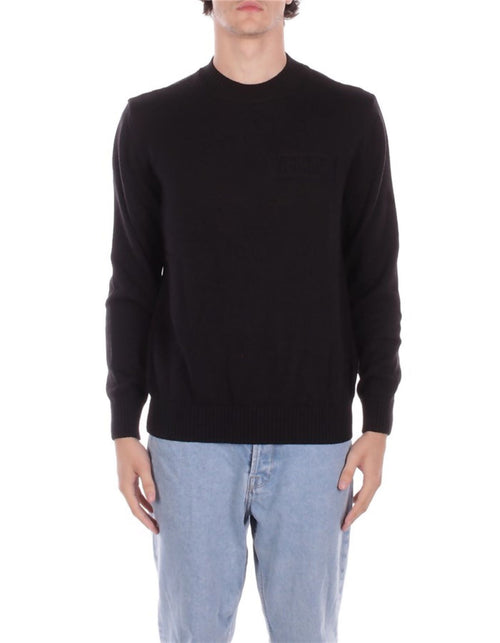 GCDS MAGLIA UOMO GCDS BLACK EMBOSSED LOGO SWEATER