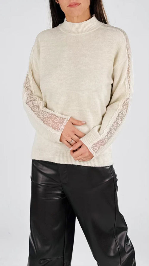 HAVE ONE MAGLIA CON COLLO A CRATERE E MANICA CON PIZZO