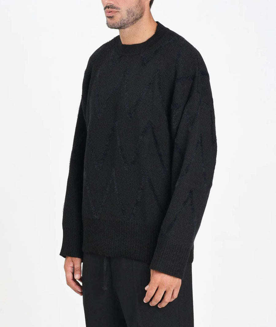 I'M BRIAN MAGLIONE GIROCOOLLO NERO CON MOTIVO ZIG ZAG