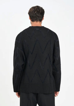 I'M BRIAN MAGLIONE GIROCOOLLO NERO CON MOTIVO ZIG ZAG