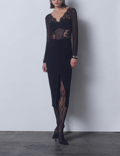 IMPERIAL ABITO MIDI CON MANICHE VELATE E PIZZO