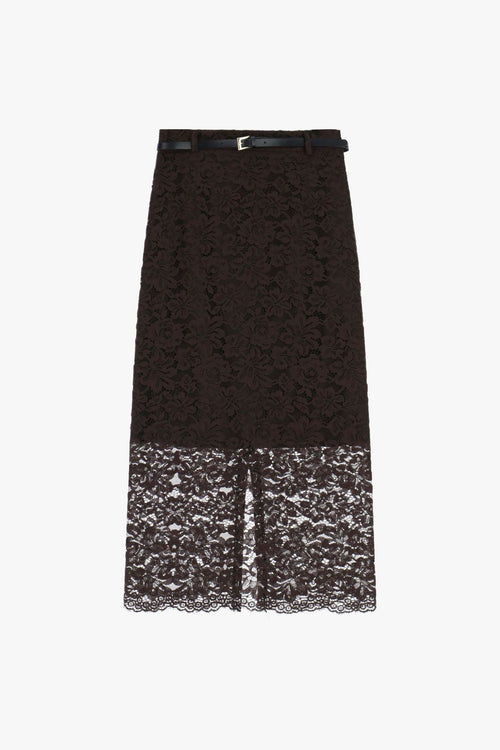 IMPERIAL GONNA LUNGA IN PIZZO CON SPACCO E CINTURA