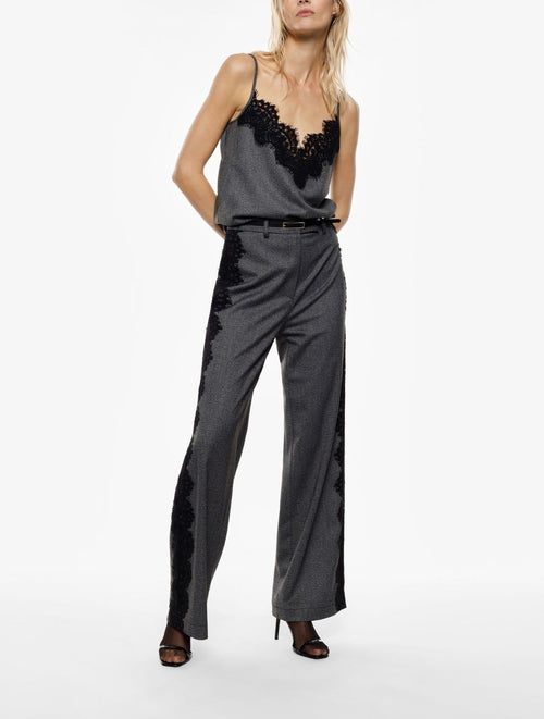 IMPERIAL PANTALONI PALAZZO VITA ALTA CON INSERTI LATERALI IN PIZZO