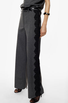 IMPERIAL PANTALONI PALAZZO VITA ALTA CON INSERTI LATERALI IN PIZZO