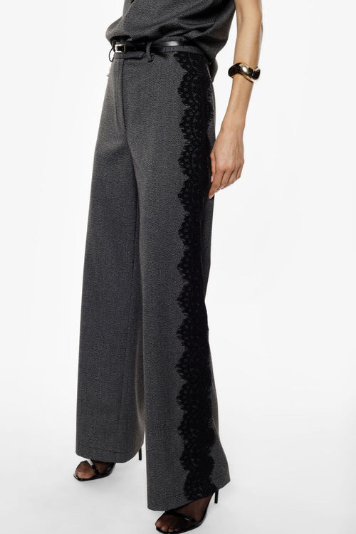 IMPERIAL PANTALONI PALAZZO VITA ALTA CON INSERTI LATERALI IN PIZZO