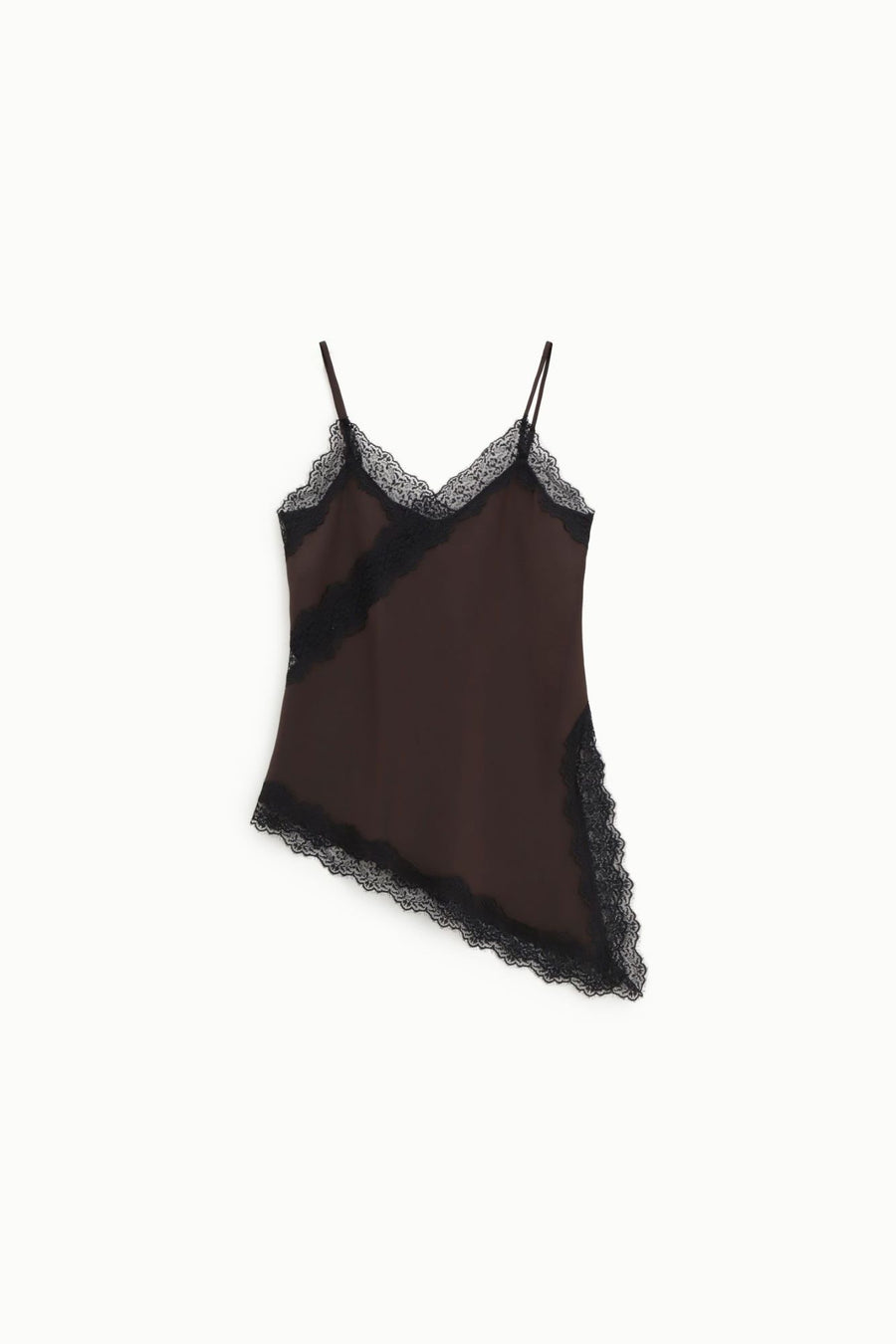 IMPERIAL TOP ASIMMETRICO CON INSERTI IN PIZZO E SPALLINE SOTTILI