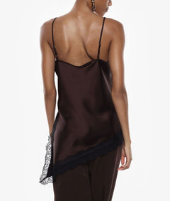 IMPERIAL TOP ASIMMETRICO CON INSERTI IN PIZZO E SPALLINE SOTTILI