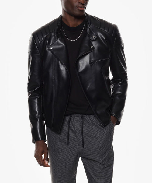 IMPERIAL LEATHER JACKET CON ZIP E SPALLINE TRAPUNTATE