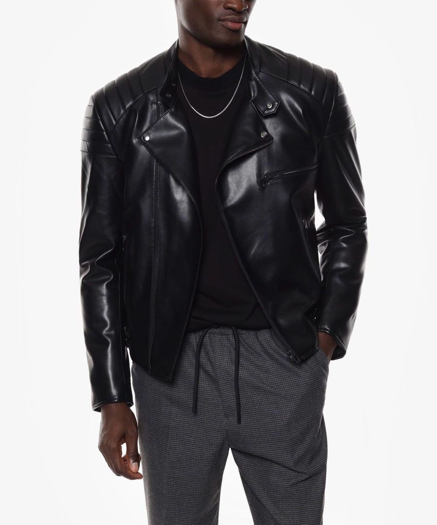 IMPERIAL LEATHER JACKET CON ZIP E SPALLINE TRAPUNTATE