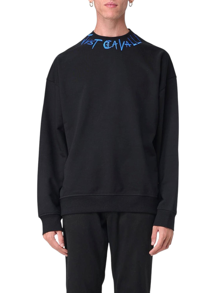 JUST CAVALLI FELPA NERA CON RICAMO LOGO