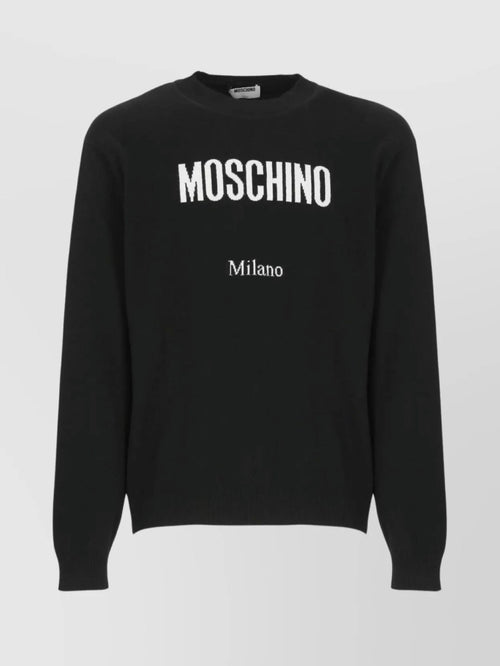 MOSCHINO COUTURE CEWNECK SWEATER WITH LOGO IN WOOL BLEND