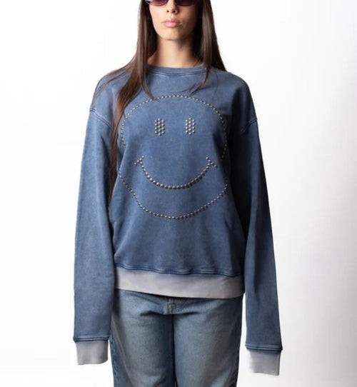 MOSCHINO COUTURE FELPA SMILEY GIROCOLLO CON BORCHIE