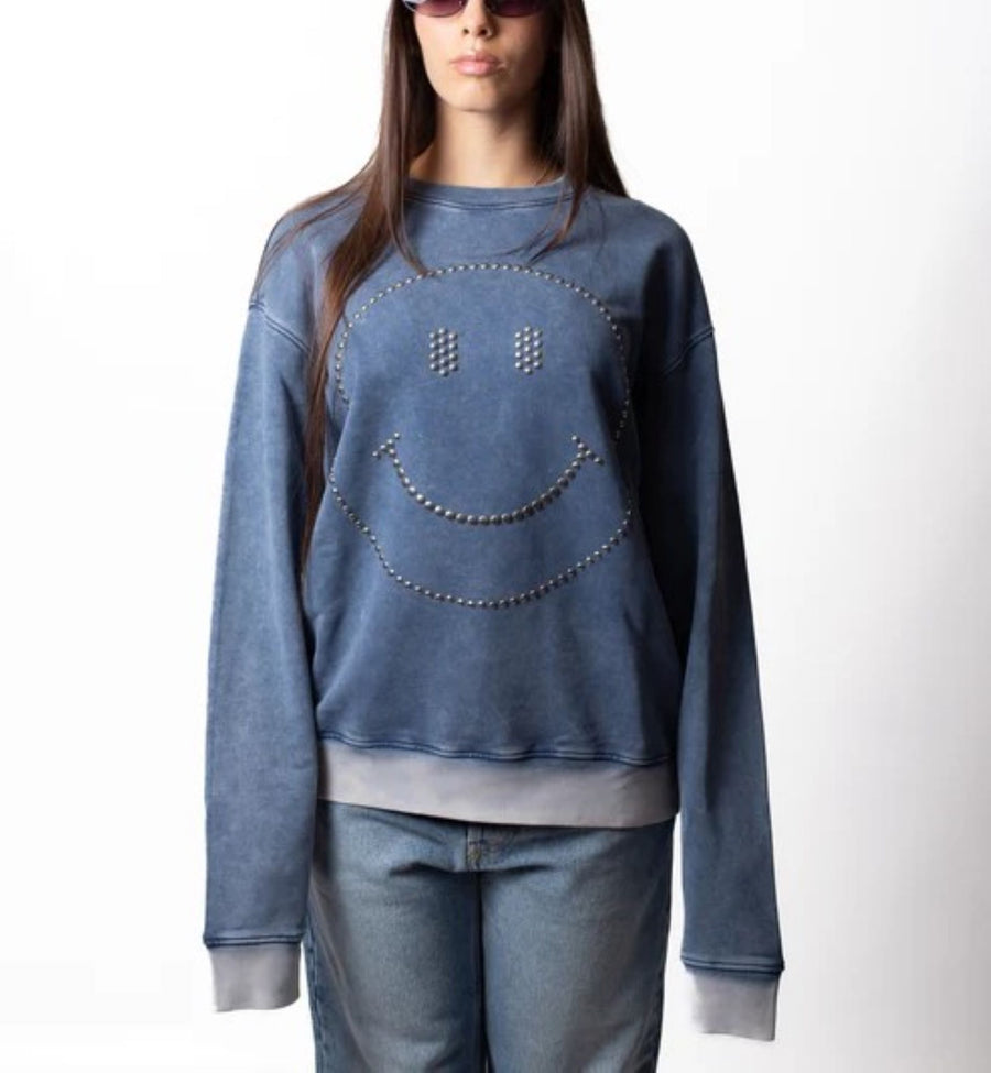 MOSCHINO COUTURE FELPA SMILEY GIROCOLLO CON BORCHIE