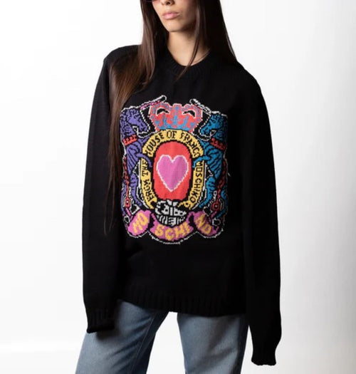 MOSCHINO COUTURE MAGLIA GIROCOLLO CON MAXI RICAMO