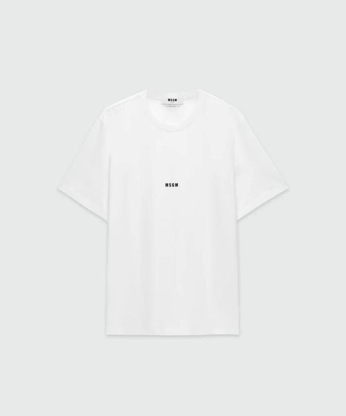 MSGM T-SHIRT GIROCOLLO IN COTONE CON MICRO LOGO
