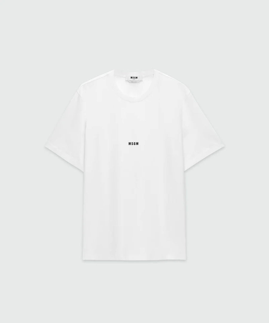 MSGM T-SHIRT GIROCOLLO IN COTONE CON MICRO LOGO