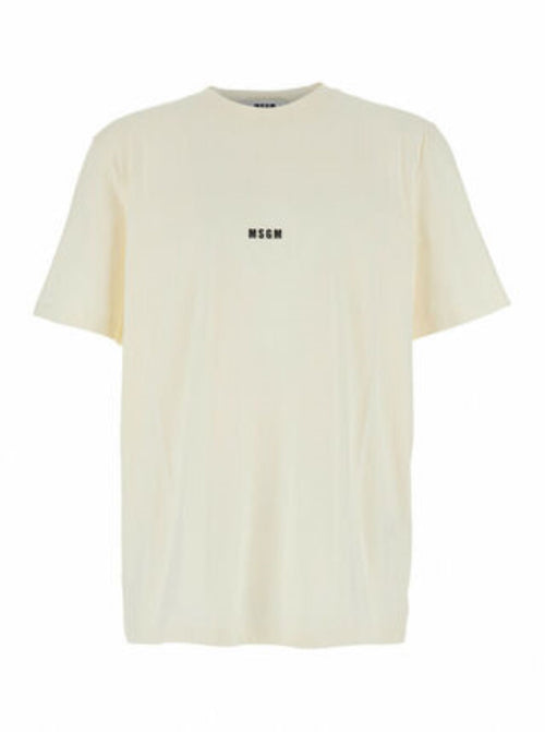 MSGM T-SHIRT GIROCOLLO IN COTONE CON MICRO LOGO