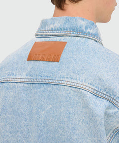 MSGM CAMICIA BLU CHIARO IN DENIM MARMORIZZATO