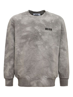 MSGM FELPA CON STAMPA TIE-DYE E LOGO RICAMATO