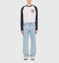 MSGM PANTALONI BLU CHIARO IN DENIM MARMORIZZATO