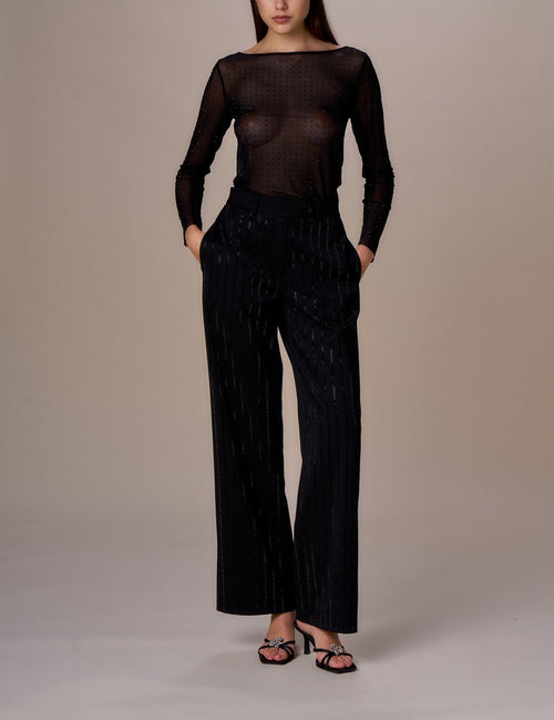 NO SECRETS PANTALONE GESSATO DIAMANTI