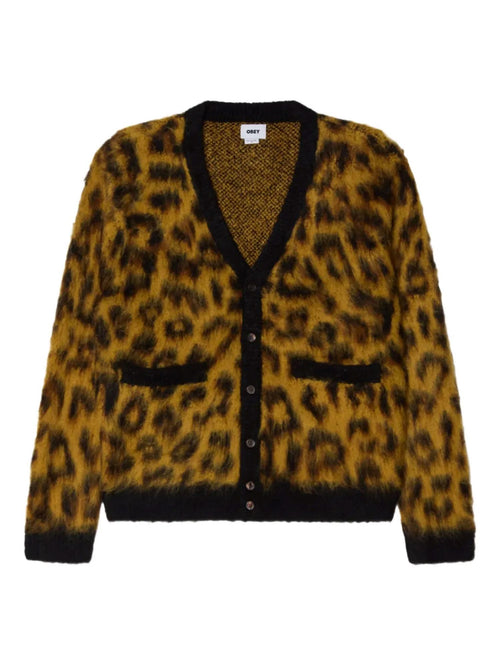 OBEY CARDIGAN PATRON LEOPARD