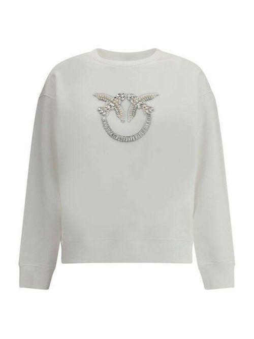 PINKO FELPA GIROCOLLO CON RICAMO GIOIELLO LOVE BIRDS