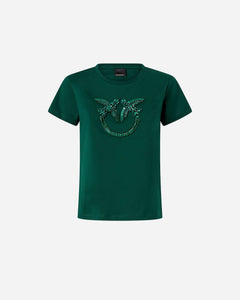 PINKO T-SHIRT LOGO LOVE BIRDS DECORATO
