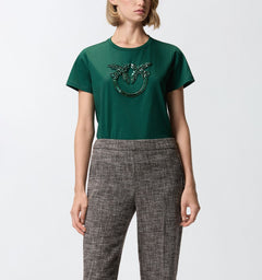 PINKO T-SHIRT LOGO LOVE BIRDS DECORATO