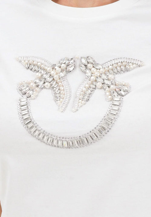 PINKO T-SHIRT LOGO LOVE BIRDS DECORATO